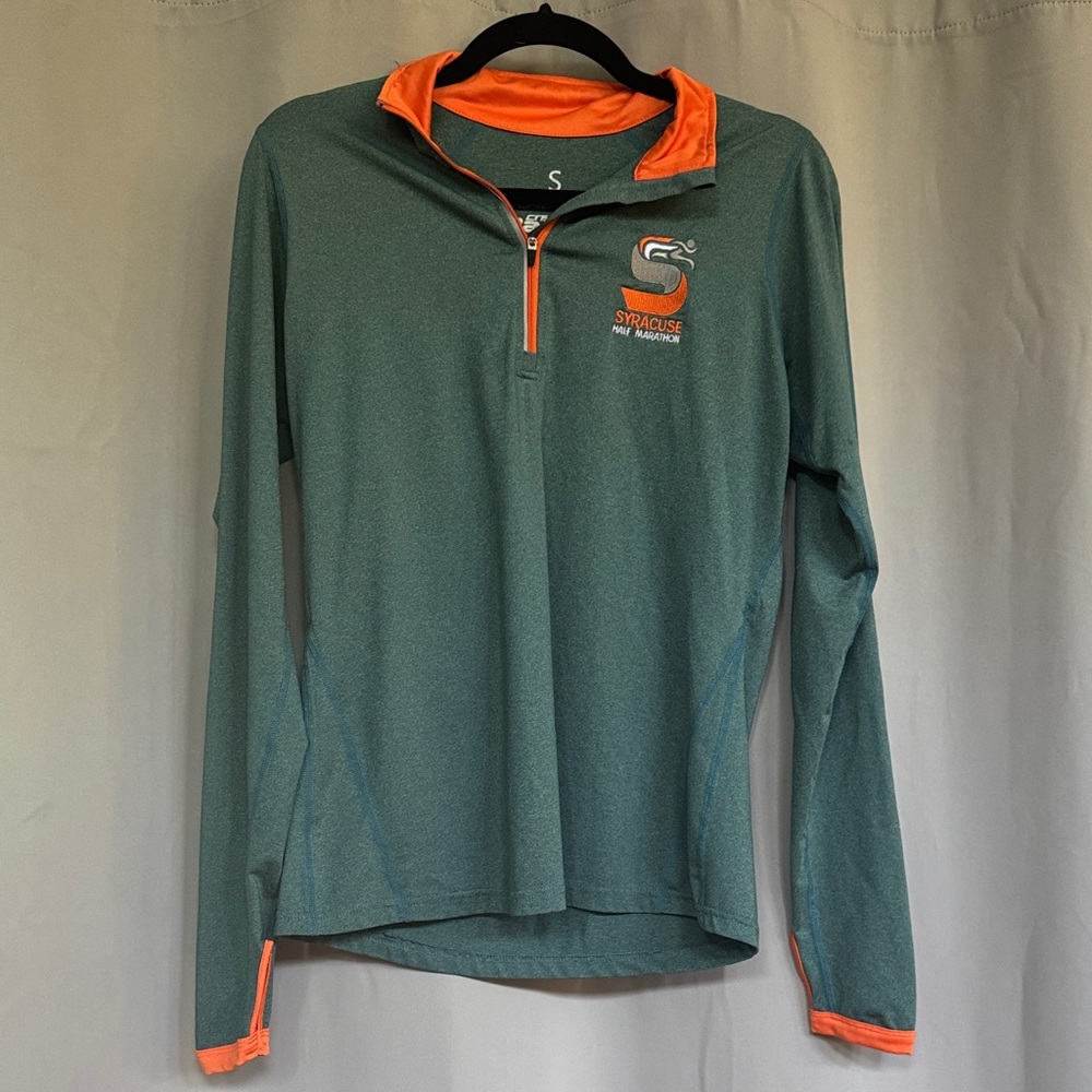 Green and Orange Syracuse 1/4 Zip Long Sleeve